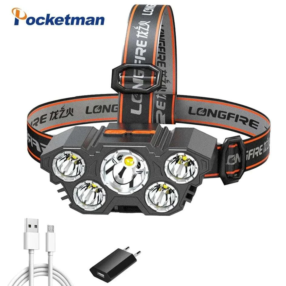 High Lumens 5LED Headlamp Super Bright